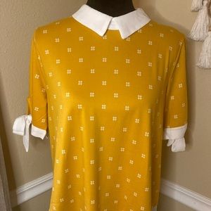 NWOT Faith and Joy Yellow Dressy Top/Collared